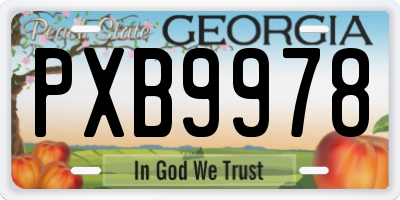 GA license plate PXB9978