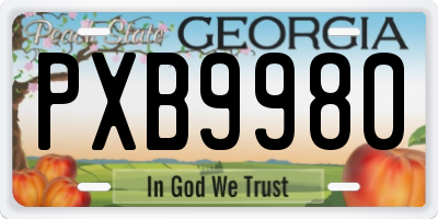GA license plate PXB9980