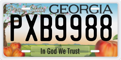 GA license plate PXB9988
