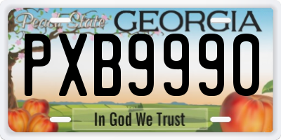 GA license plate PXB9990