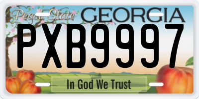 GA license plate PXB9997