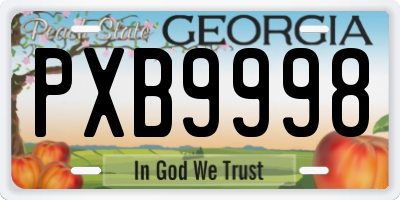 GA license plate PXB9998