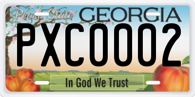 GA license plate PXC0002