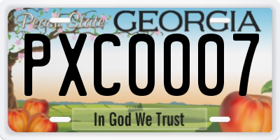 GA license plate PXC0007