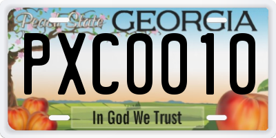 GA license plate PXC0010