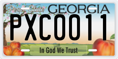 GA license plate PXC0011