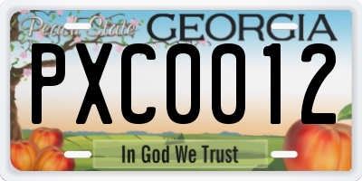 GA license plate PXC0012