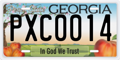 GA license plate PXC0014