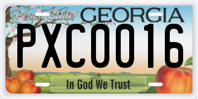 GA license plate PXC0016