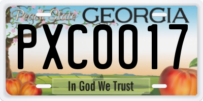 GA license plate PXC0017