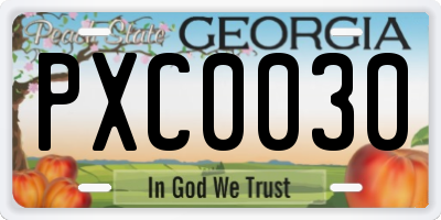 GA license plate PXC0030