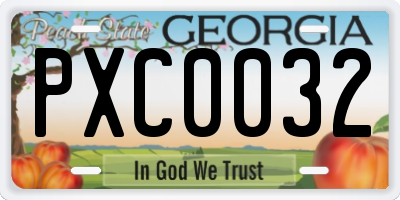 GA license plate PXC0032