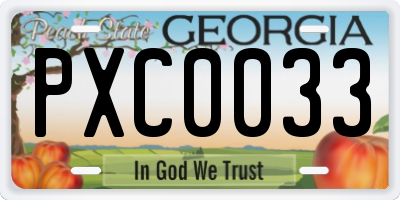 GA license plate PXC0033