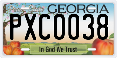 GA license plate PXC0038