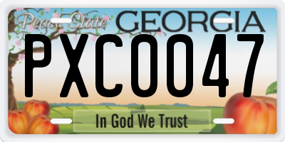 GA license plate PXC0047