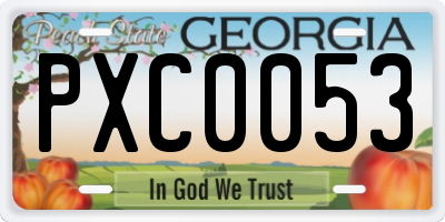 GA license plate PXC0053