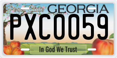 GA license plate PXC0059