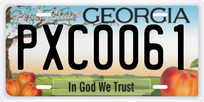 GA license plate PXC0061