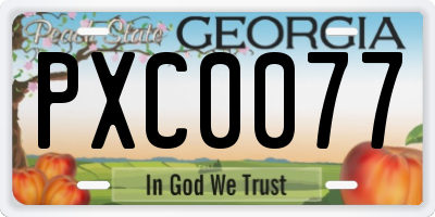 GA license plate PXC0077