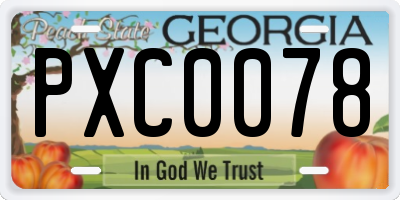 GA license plate PXC0078