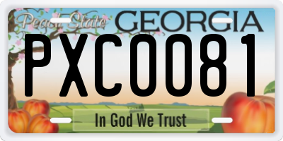 GA license plate PXC0081