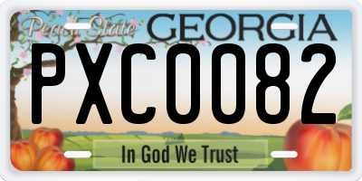 GA license plate PXC0082