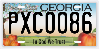 GA license plate PXC0086