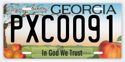 GA license plate PXC0091