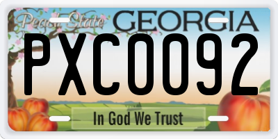 GA license plate PXC0092