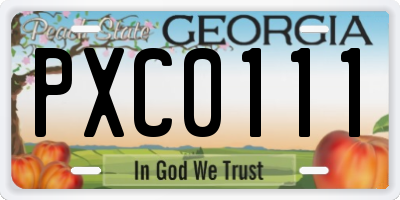 GA license plate PXC0111