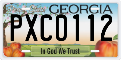 GA license plate PXC0112