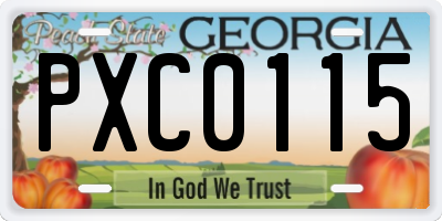 GA license plate PXC0115