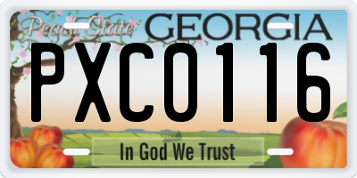 GA license plate PXC0116