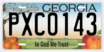 GA license plate PXC0143