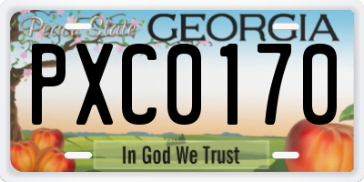 GA license plate PXC0170