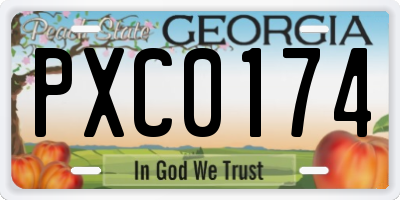 GA license plate PXC0174
