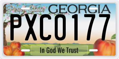 GA license plate PXC0177