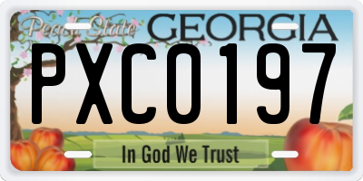 GA license plate PXC0197