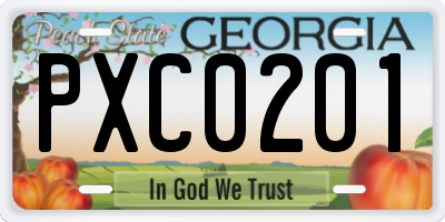 GA license plate PXC0201