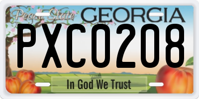 GA license plate PXC0208