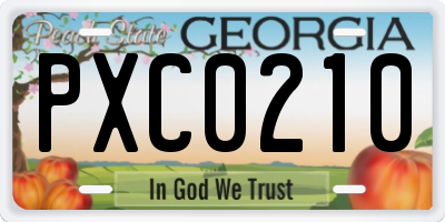 GA license plate PXC0210