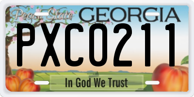 GA license plate PXC0211