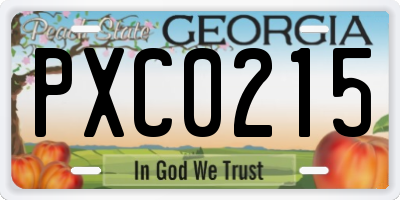 GA license plate PXC0215