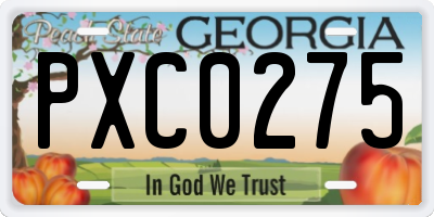 GA license plate PXC0275
