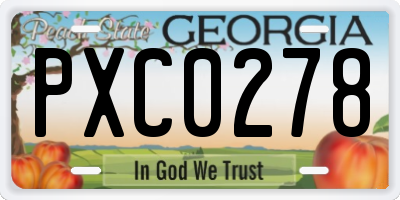 GA license plate PXC0278