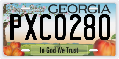 GA license plate PXC0280