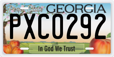 GA license plate PXC0292