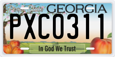GA license plate PXC0311