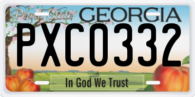 GA license plate PXC0332