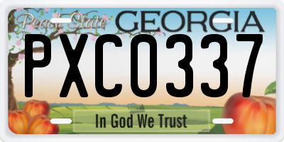 GA license plate PXC0337